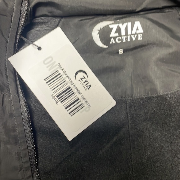 NWT Zyia Black Hooded Drawstring Jacket Size Small - Picture 3 of 6